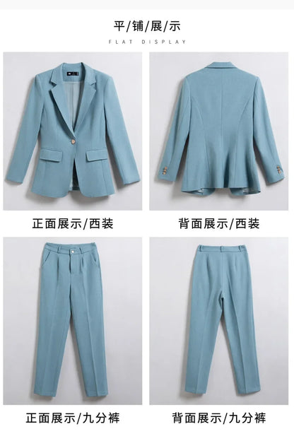 Two-Piece Jacket and Pants for Women, Simple and Elegant, Professional, Autumn and Winter, New, 2025