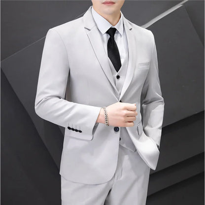 Men's Three-Piece Suit Set Fashion Business Career Waistcoat Trousers Wedding Dress Groom Best Man Decoration Body