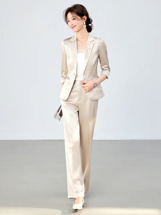 Fashionable Elegant Professional Women's Clothing Mid-Sleeve Two-Piece Set Pants + Suit Jacket Spring Summer New Arrival
