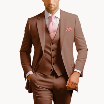 Formal 3 Piece Men Suits Slim Fit Notch Lapel Single Breasted Blazer Wedding Groom Tuxedo Business Suits Set (Jacket+Vest+Pants)