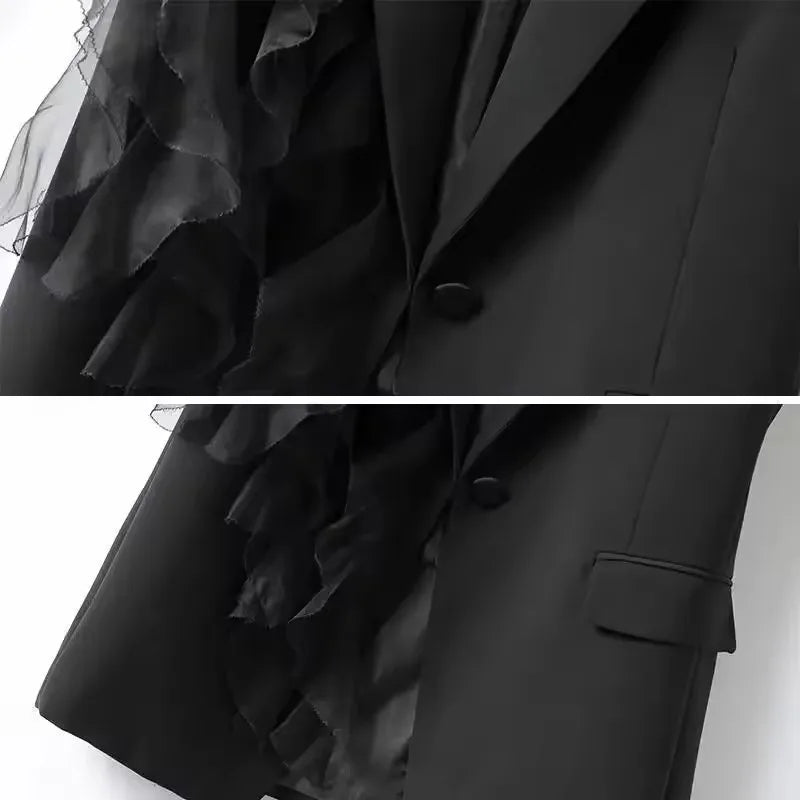 Women's Suit Vest Jacket With Lining 2026 Summer Korean Black Loose Casual Sleeveless Ladies Vest  Splicing Lady Suit Waistcoat