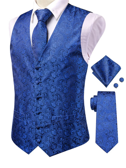 Men's Suit Vest Set Paisley Jacquard Single Breasted 4-Piece Wedding & Banquet