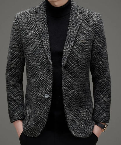 Men's Autumn Winter Thickened Business Casual Blazer Jacket Middle Aged Warm Outerwear
