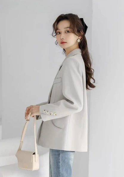 Women's 2025 New Korean Petite Niche Design Solid Slim Fit Blazer High Quality Slimming Minimalist Work Spring Autumn