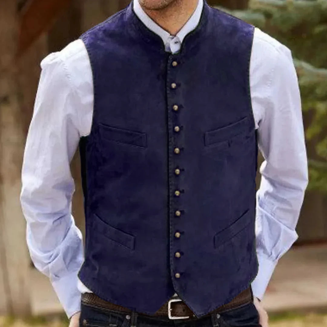 Men's Formal Vest – Single Button Suede Flannel Waistcoat for Weddings & Events