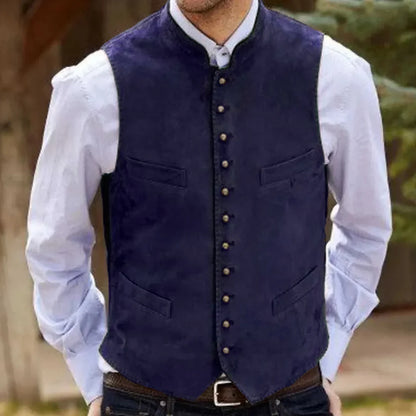 Men's Formal Vest – Single Button Suede Flannel Waistcoat for Weddings & Events