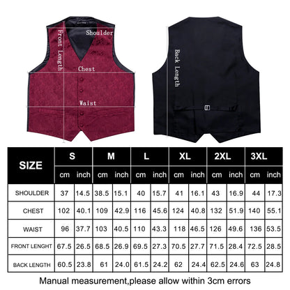Men's Suit Vest 4-Piece Set | Woven Paisley Waistcoat with Tie, Pocket Square & Cufflinks | Wedding & Business Formal