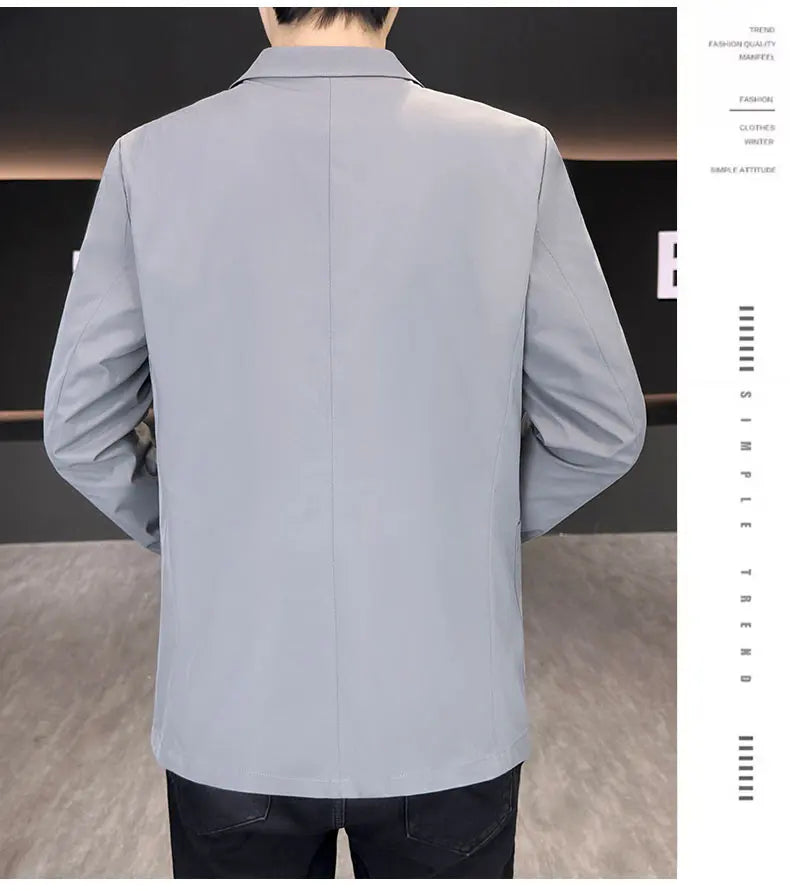 Men's Summer Thin Casual Blazer Solid Color Sun Protection Single Suit Jacket Lightweight Breathable Outerwear