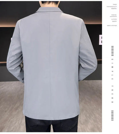 Men's Summer Thin Casual Blazer Solid Color Sun Protection Single Suit Jacket Lightweight Breathable Outerwear