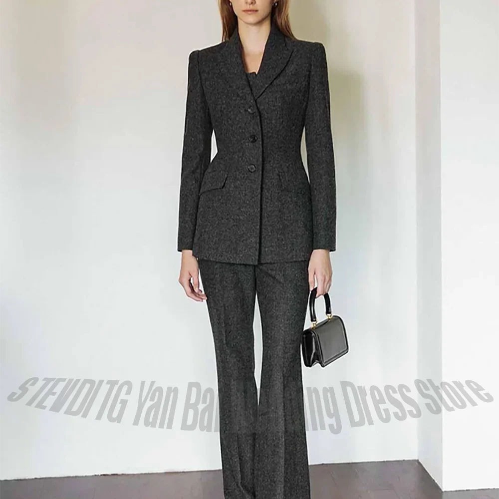 Customized Women's Suit Two Pieces Peaked Lapel Classic Outfit Single Breasted Sophisticated High Quality Two Pieces Set
