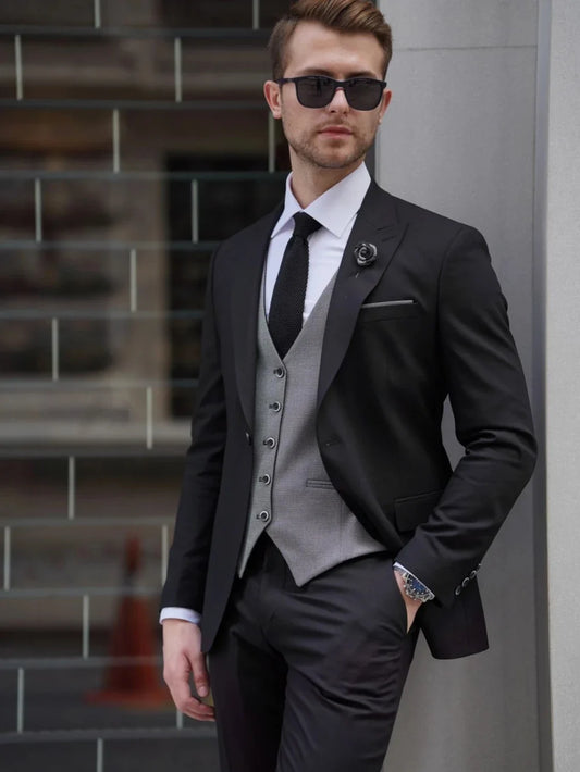 Formal Handsome Man Suits 3 Pieces Banquet Wear,Elegant Slim Fit Suit Set Dancing Sets, Autumn Classic Tuxedo For Men On Sale
