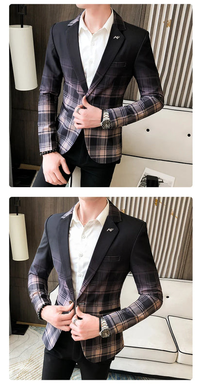 Men's Blazer Suit Jacket 2025 Spring New Fashion Korean Slim Suit Jacket Social Prom Dress Jacket Men's High Quality Clothing