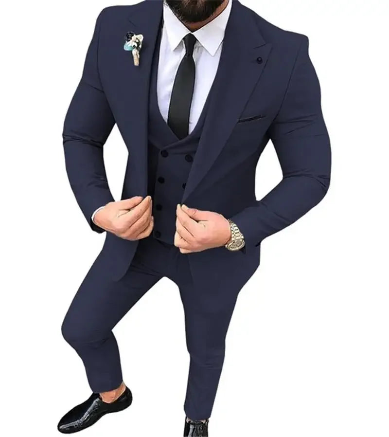 White Men Suits Groom Suit Formal Male Suits for Wedding Best Man Slim Fit Groom Tuxedos For Men (Jacket+Vest+Pants) Terno