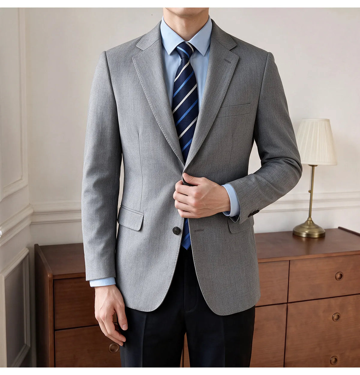 Men's Blazer Retro Texture Smart Casual Suit Lightweight Business Commuter Jacket
