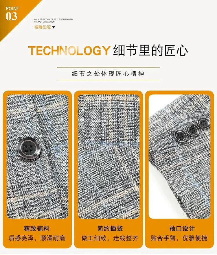 2026 Blazer Men's Fashionable Business Banquet Dance Singer Plaid Fitted Casual Trendy Wedding Banquet Dress Performance Blazer