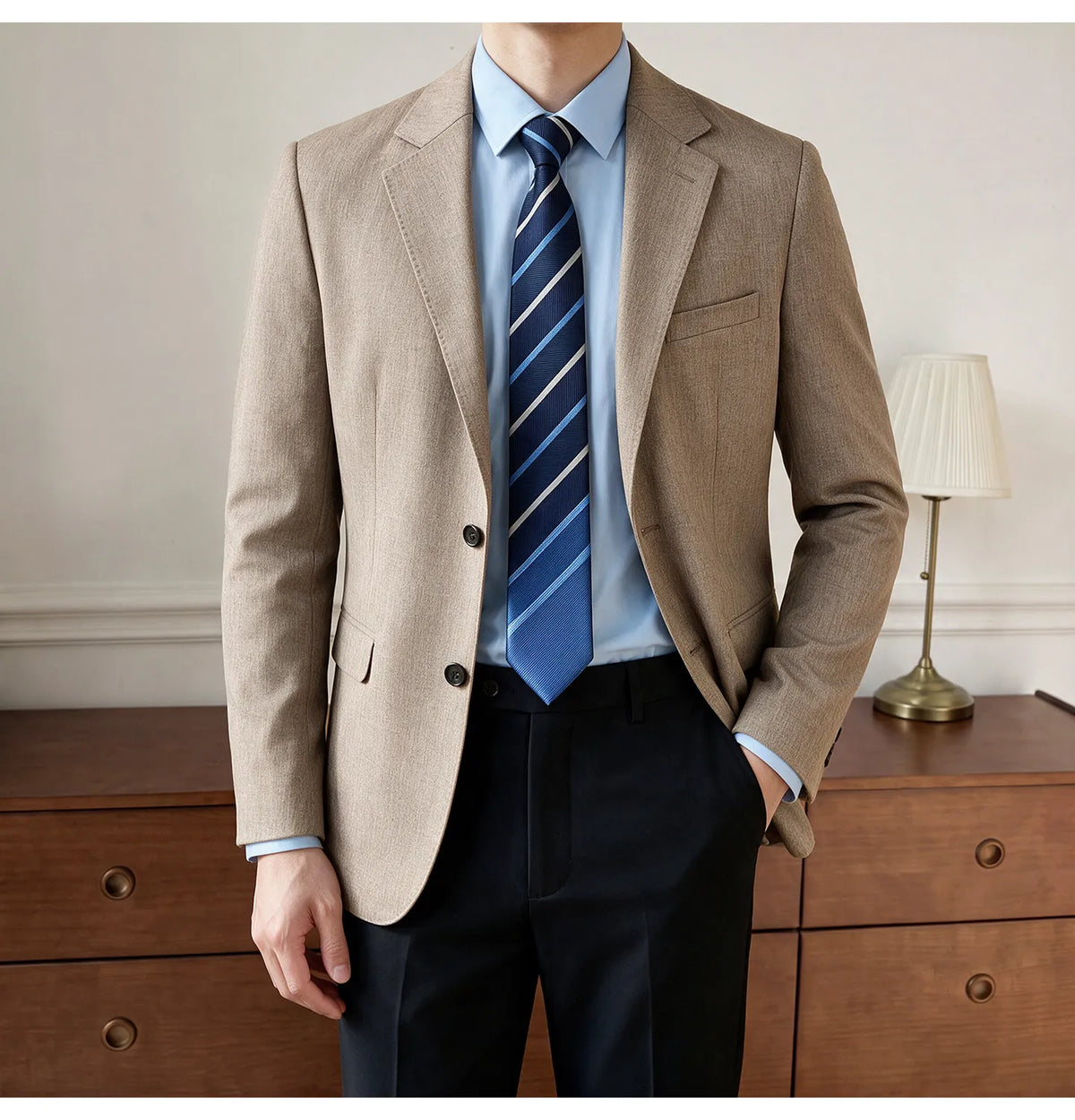 Men's Blazer Retro Texture Smart Casual Suit Lightweight Business Commuter Jacket
