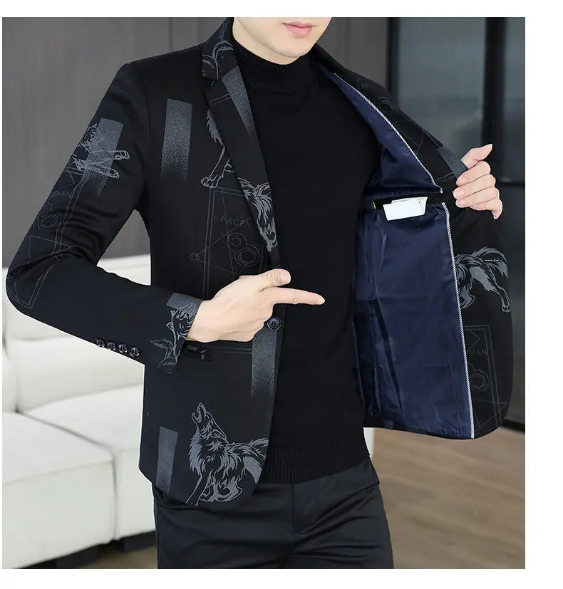 Blazer Autumn and Winter Men's Fashion Business Outdoor Travel Checkered Wedding Youth Slimming Casual High Formal Wear Blazer