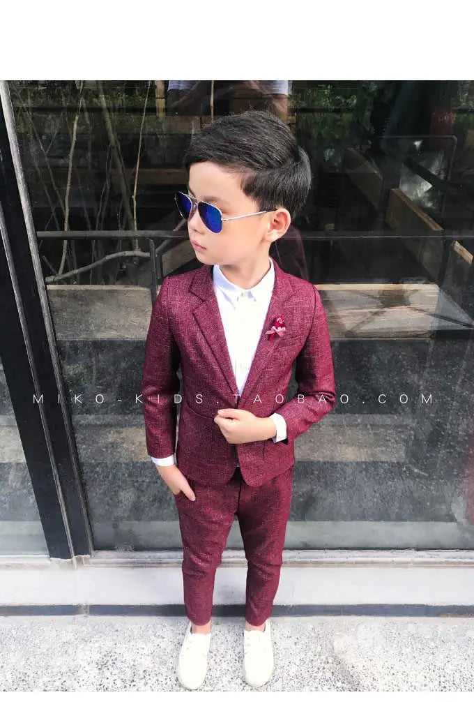 Kids Wedding Ceremony Slim Suit Children Formal Blazers Pants 2Pcs Photography Clothes Good Quality Baby Boys Handsome Suit