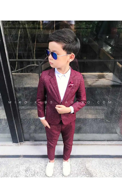 Kids Wedding Ceremony Slim Suit Children Formal Blazers Pants 2Pcs Photography Clothes Good Quality Baby Boys Handsome Suit