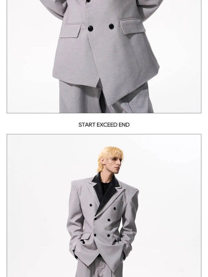 Luxury Social Clothes Men's Fashion Detachable Leather Neck Design Blazer Coat Men's 2025 Double Breasted Jacket JY4350