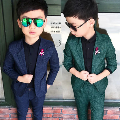 Kids Wedding Ceremony Slim Suit Children Formal Blazers Pants 2Pcs Photography Clothes Good Quality Baby Boys Handsome Suit
