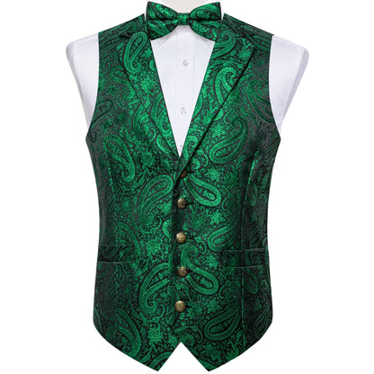 Men's Paisley Suit Vest Set with Tie, Pocket Square & Cufflinks for Wedding & Formal Events
