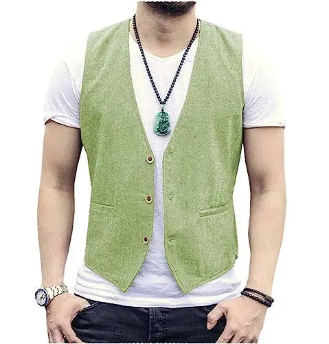 Men's Linen Vest – Slim Fit Smart Casual Waistcoat for All Seasons