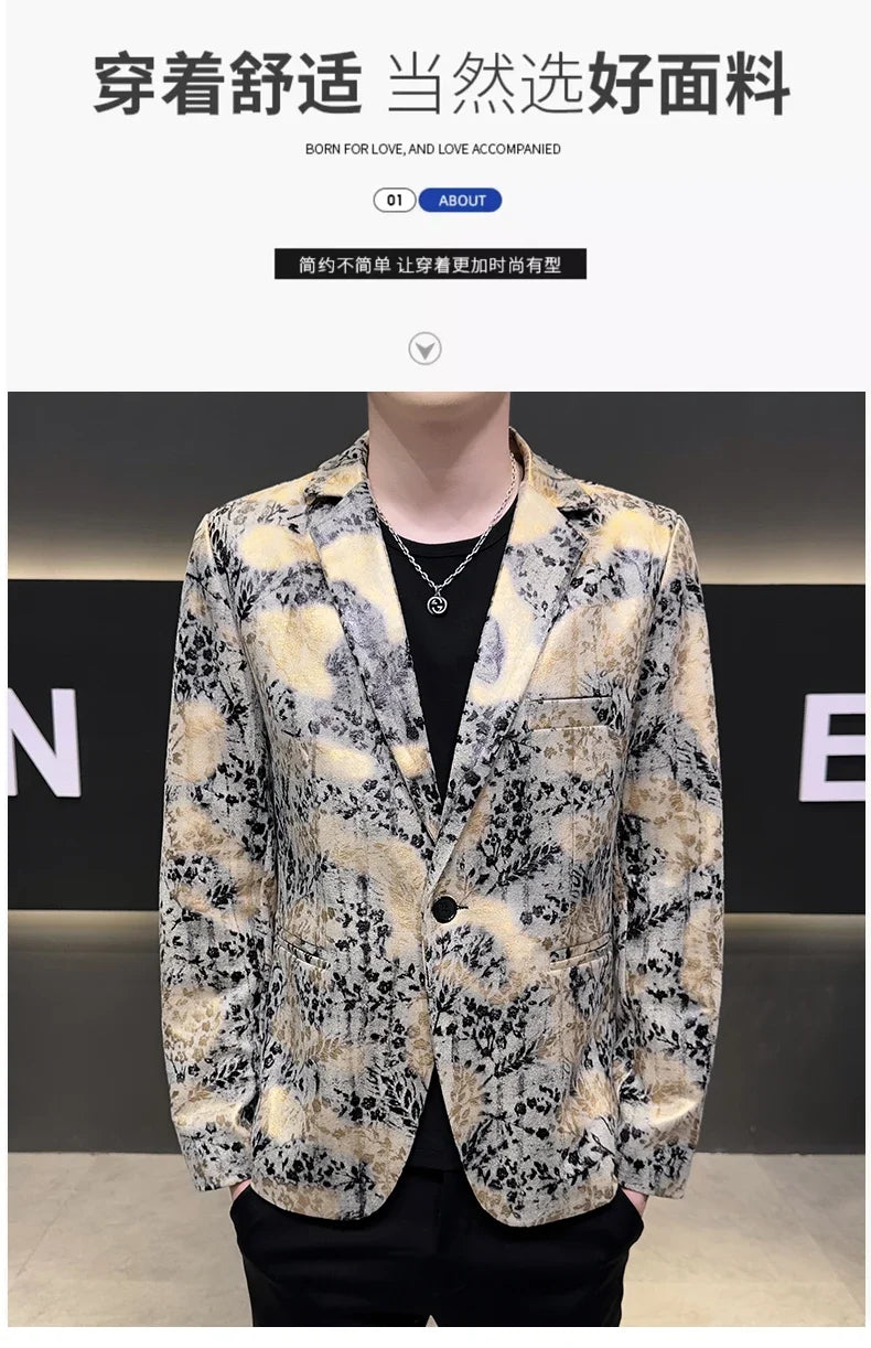 2026 Autumn Suede Men's Casual Suit Jacket Slim Fit Handsome High-quality Business Social Blazers Social Streetwear Dress Coat