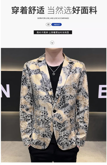 2026 Autumn Suede Men's Casual Suit Jacket Slim Fit Handsome High-quality Business Social Blazers Social Streetwear Dress Coat