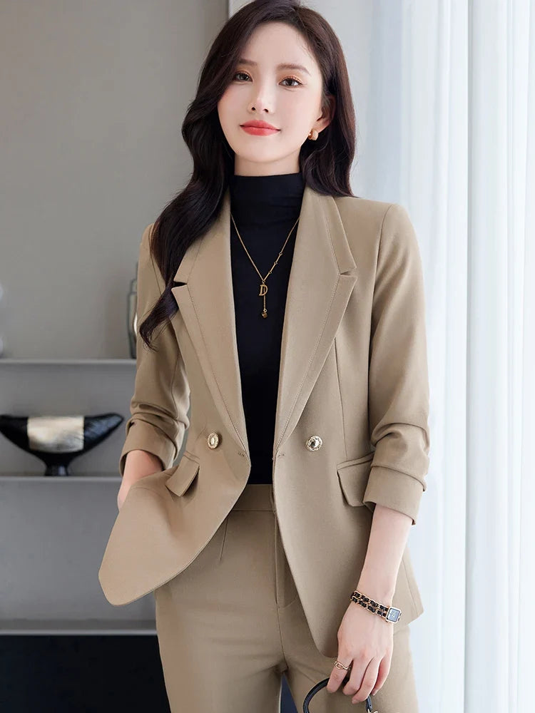 Professional Long-Sleeved Trouser Suits for Women, Fashionable Trousers, High Quality, Show, Elegant, New, Autumn and Winter
