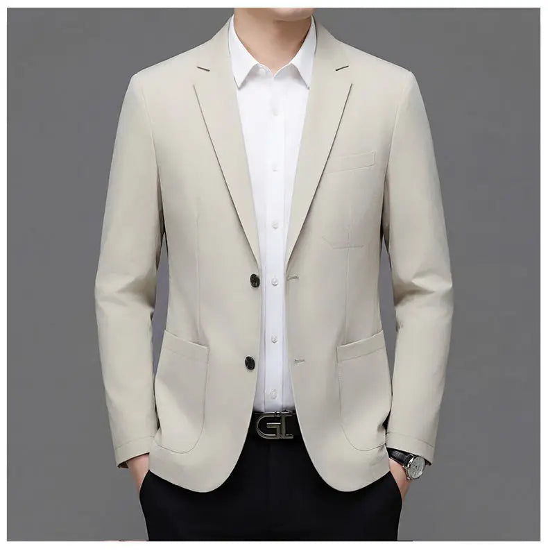 Men's Smart Casual Single-Breasted Collarless Blazer for Spring and Autumn