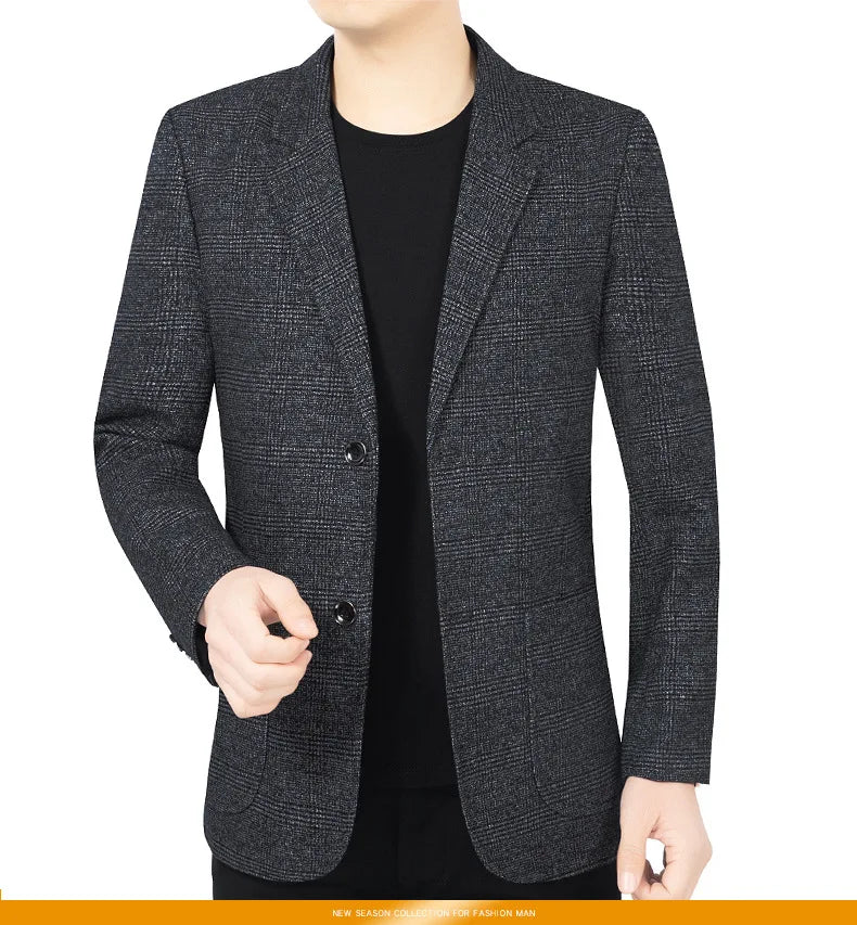Blazer Men's Fashionable High-end Business-oriented Outdoor Gentleman's Trendy Checked Casual Wear for Hosting Weddings Blazer