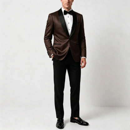 Men Suit Yellow Black 2 Pieces Lapel Single Breasted For Wedding Groom Birthday Banquet Party Business Work Office Jacket Pants