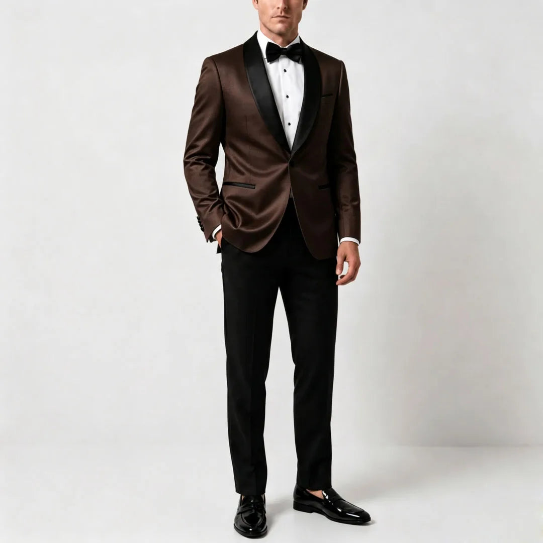 Men Suit Yellow Black 2 Pieces Lapel Single Breasted For Wedding Groom Birthday Banquet Party Business Work Office Jacket Pants