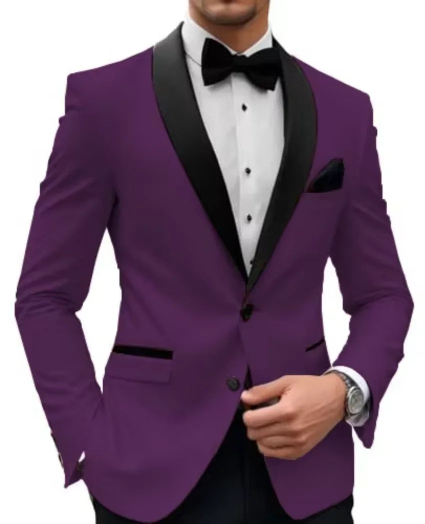 Formal |Wedding Men Suit Jacket Slim Fit Long Sleeve Shawl Lapel Single Breasted Blazer Business Coat Work Office Jacket Outwear
