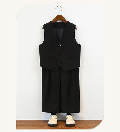 British Gentleman's Boys Vest Set Kids Formal Birthday Photography Suit Kindergarten Ceremony Performance Costume
