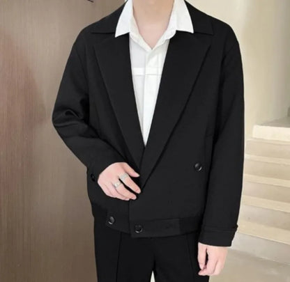 TikTok Trend Men's Autumn Designer Cropped Blazer High-End Casual Jacket Fashion Short Suit Outerwear