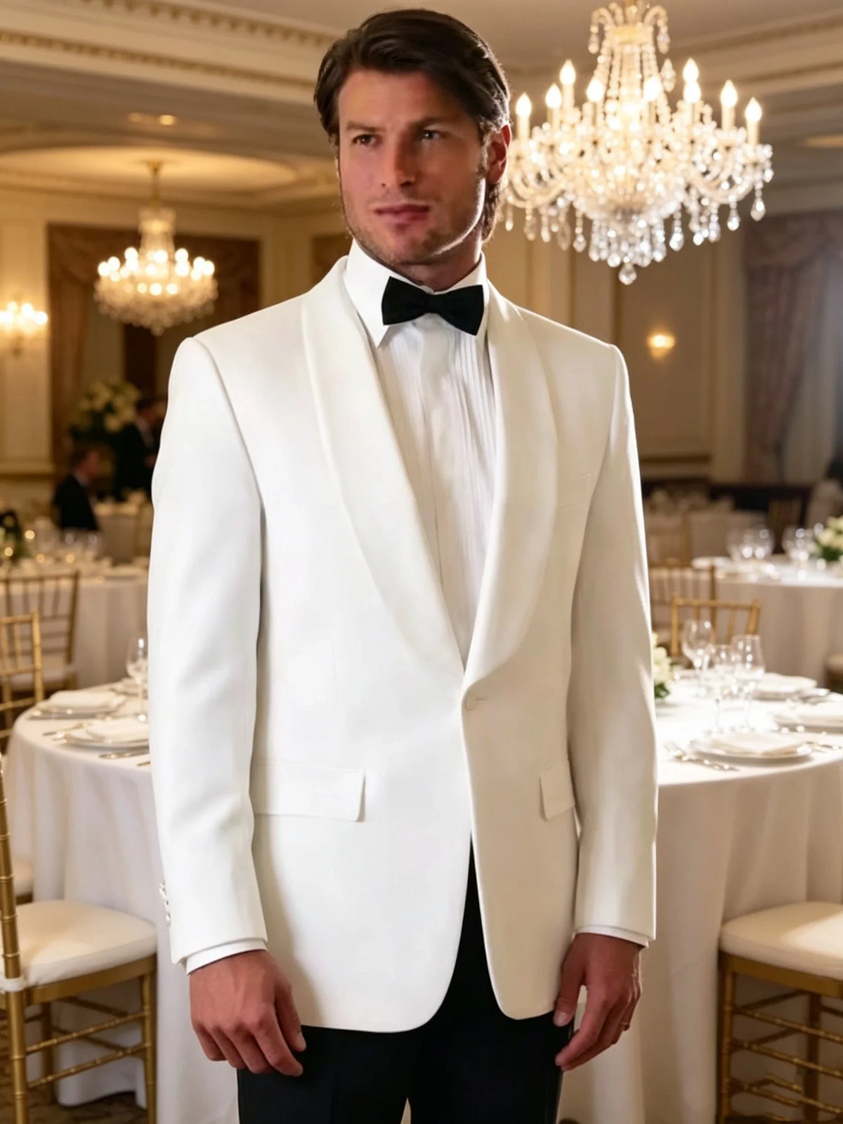 2 Pieces White Wedding Suit for Men Shawl Lapel Single Breasted Blazer And Pants Groom Tuxedo Prom Party Costume Homme Outfit