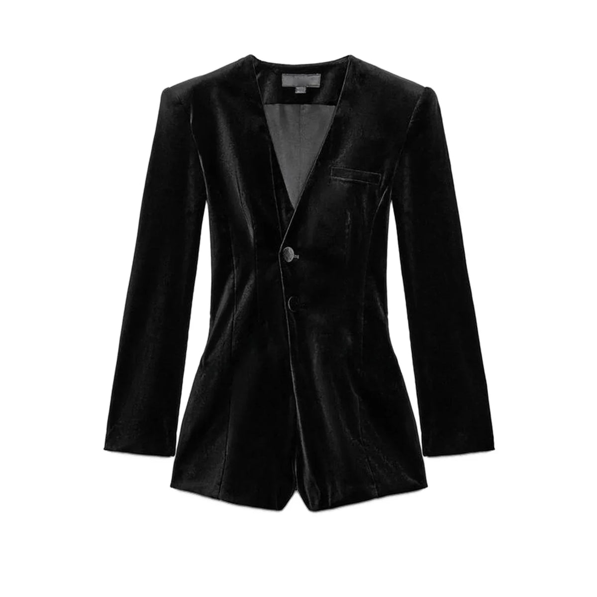 Silk Velvet Long Sleeve Suit Jacket Women's Business Wear Slim Fit Mid-Length Luxury Glossy Black Swan Velvet Outerwear