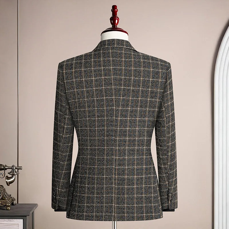 Men's Blazer Single Breasted Casual Business Jacket — Black & Coffee Brown
