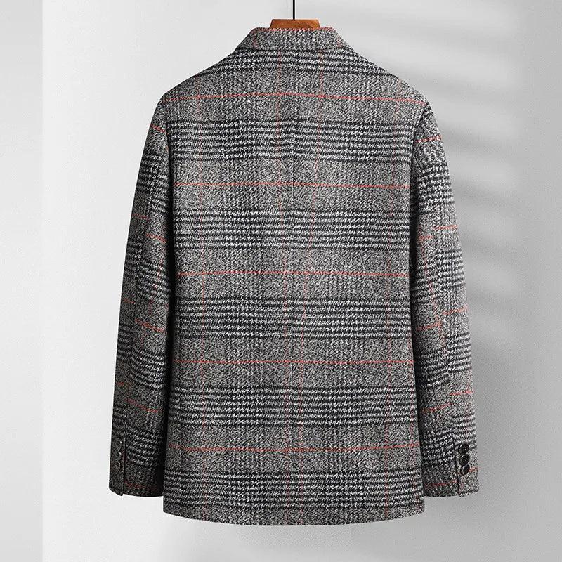 Men's Plaid Blazer Casual Business Checkered Suit Jacket