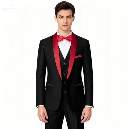 Solid Color Men's Formal Business Office Suit M-6XL Jacket Vest Pants Tuxedo Waistcoat Trousers For Wedding Dress Party Blazer