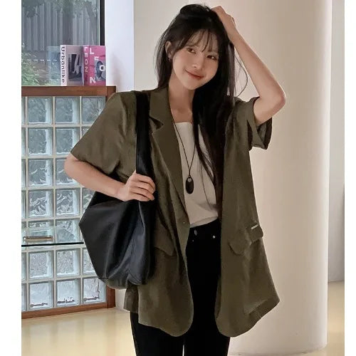Chic Summer Short Sleeve Women's  Lightweight Loose Casual Design Sense Elegance Small Western Style Top Trendy