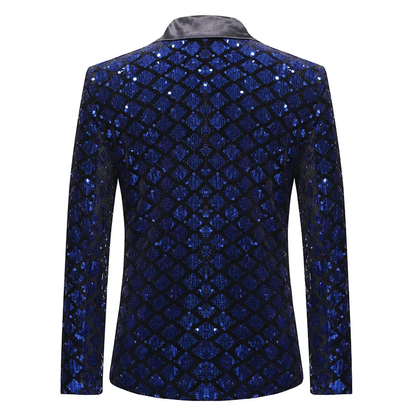 Men's Suit Jacket Autumn and Winter New High-quality Men's Polka Collar Suit Stage Banquet Hosting Party Diamond Sequin Dress