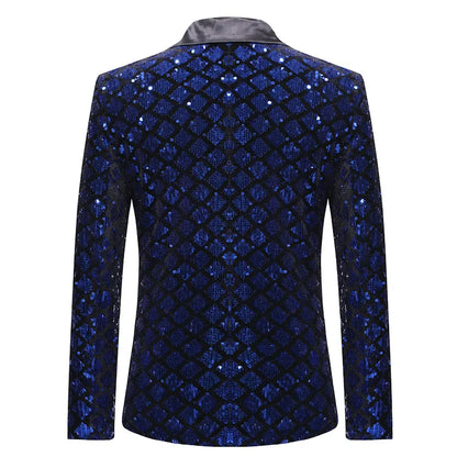 Men's Suit Jacket Autumn and Winter New High-quality Men's Polka Collar Suit Stage Banquet Hosting Party Diamond Sequin Dress