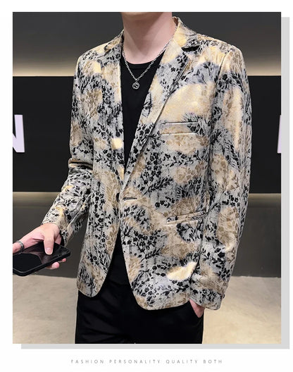 2026 Autumn Suede Men's Casual Suit Jacket Slim Fit Handsome High-quality Business Social Blazers Social Streetwear Dress Coat