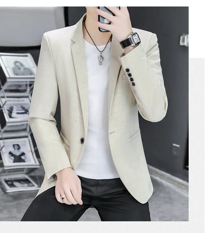 Blazer Men's Fashion Business Gentleman Groom Professional Gentleman Form-fitting Versatile Casual Formal Wear High-end Blazer