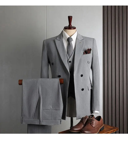 Men's 2-Piece Beaded Crystal Double Breasted Slim Fit Tuxedo Suit – Wedding Groom Dinner Prom