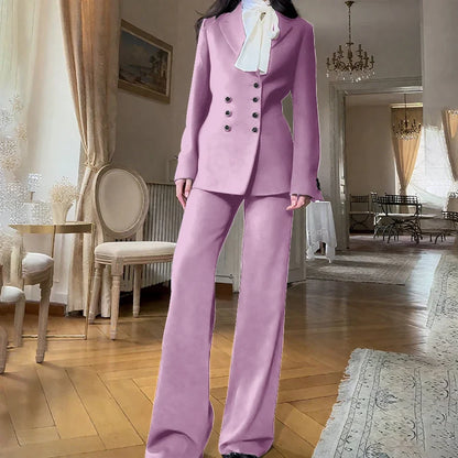 2025 New Women Casual Blazer Suit Set with Double-breasted Office Formal Pant Suit Separates Slim Fit Custom Made Traje de Mujer