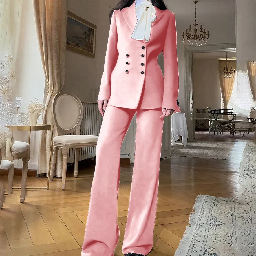 2025 New Women Casual Blazer Suit Set with Double-breasted Office Formal Pant Suit Separates Slim Fit Custom Made Traje de Mujer